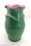 1920's Weller Fleron Vase 10 1/2" Green with Twisted Rope Handles