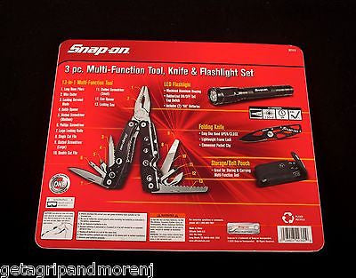 SNAP ON 3 pc Multi-Function Tool Knife & Flashlight Set w