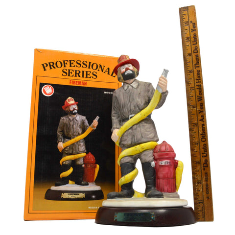 In Box EMMETT KELLY "FIREMAN" CLOWN #9593 Porcelain "PROFESSIONAL SERIES" c.1987