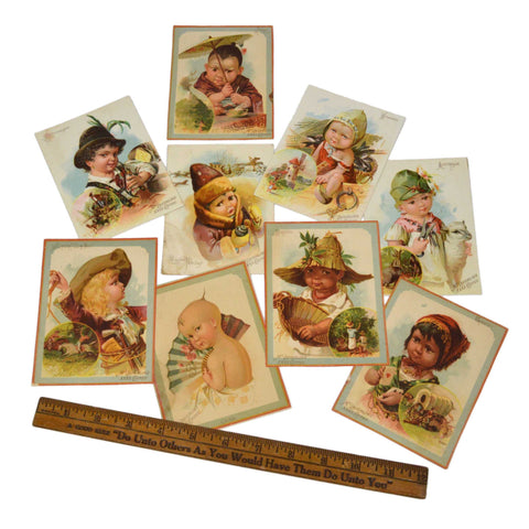 Antique Advertising TRADE CARD Lot of 9 "McLAUGHLIN'S XXXX COFFEE" Country Kids