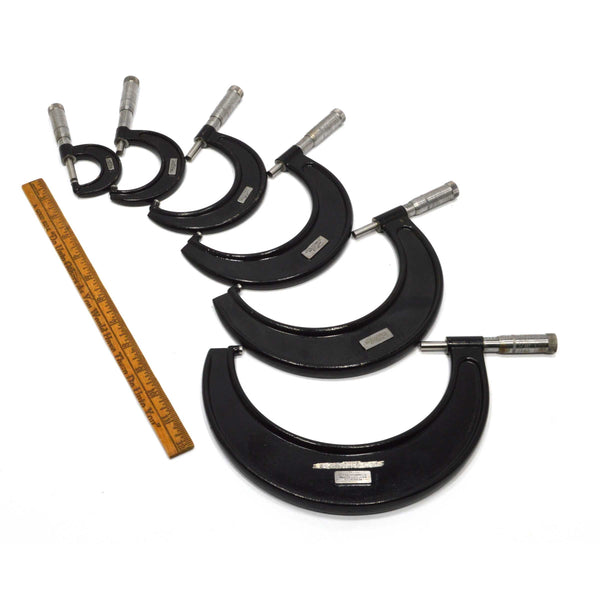 Vintage J.T. SLOCOMB CO. OUTSIDE MICROMETER Set of 6 Machinist Tools 0-6" RANGE