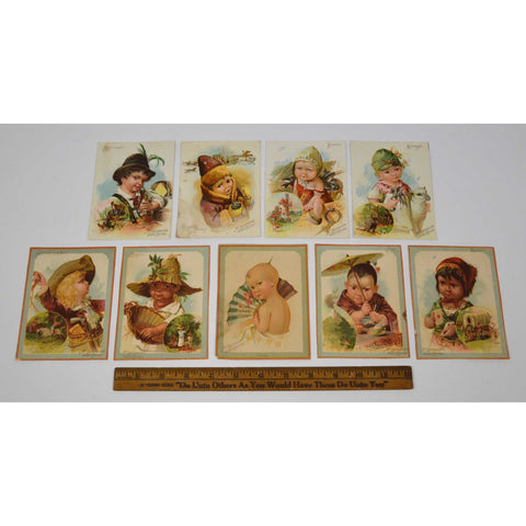 Antique Advertising TRADE CARD Lot of 9 "McLAUGHLIN'S XXXX COFFEE" Country Kids