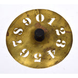 Antique BRASS NUMBERS STENCIL Hardwood Knob 7.5" DIAMETER #'s 0-9 Primitive Tool