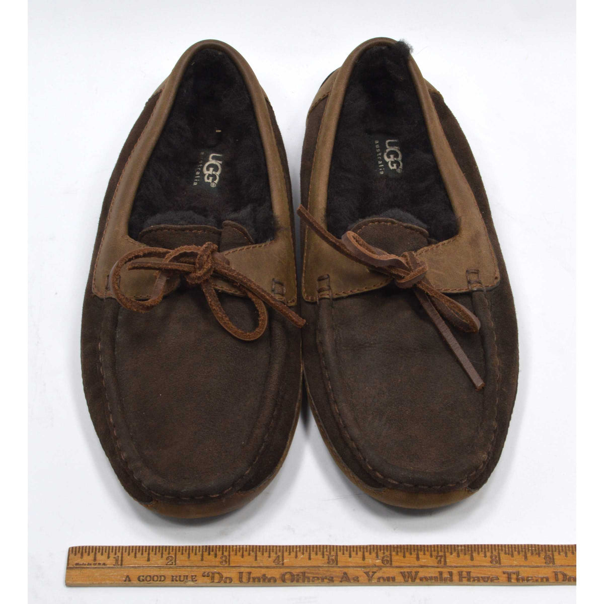 Worn Once UGG BYRON LEATHER SLIPPERS #5102 Cappuccino INDOOR