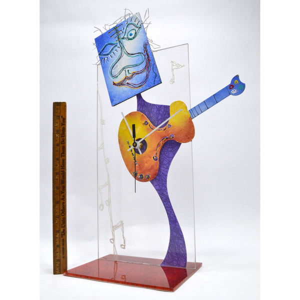 Original 3D MIXED MEDIA 'GUITAR CLOCK DUDE' ART Hand-Painted & Sculpted WORKS!!