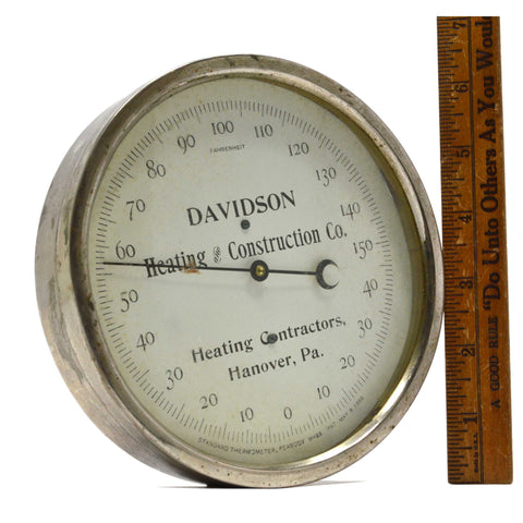 Antique 6" ADVERTISING THERMOMETER Pat 1888 "DAVIDSON HEATING & CONSTRUCTION CO"