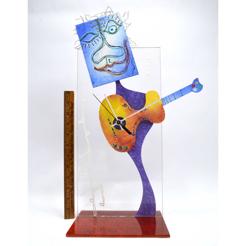 Original 3D MIXED MEDIA 'GUITAR CLOCK DUDE' ART Hand-Painted & Sculpted WORKS!!