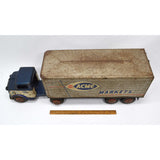 Vintage MARX LUMAR "SHOP ACME MARKETS" TRUCK Pressed Steel TOY GROCERY TRAILER