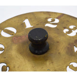 Antique BRASS NUMBERS STENCIL Hardwood Knob 7.5" DIAMETER #'s 0-9 Primitive Tool