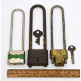 VTG/Antique BICYCLE PADLOCK Lot of 3 Old Cycling Locks CORBIN GlobeMaster "BIKE"