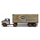 Vintage MARX LUMAR "SHOP ACME MARKETS" TRUCK Pressed Steel TOY GROCERY TRAILER