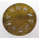Antique BRASS NUMBERS STENCIL Hardwood Knob 7.5" DIAMETER #'s 0-9 Primitive Tool