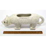 Vintage WEIRD "ITALY" ART POTTERY ANIMAL 13" White Ceramic DOG-BEAR-WOLF Figure