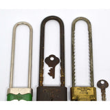 VTG/Antique BICYCLE PADLOCK Lot of 3 Old Cycling Locks CORBIN GlobeMaster "BIKE"