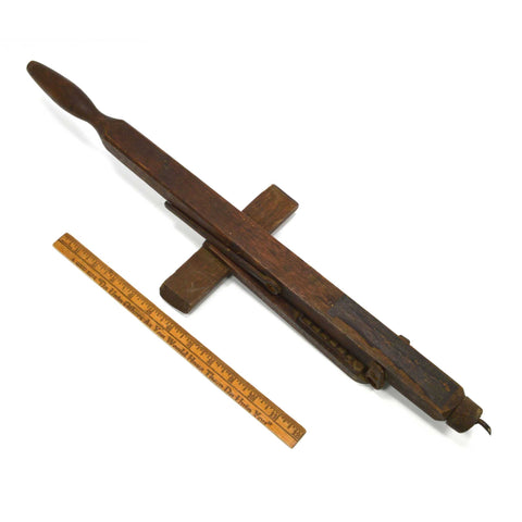 Antique CARPET STRETCHER TOOL Original Sticker "IRA P. WARNER'S CELEBRATED" Wood