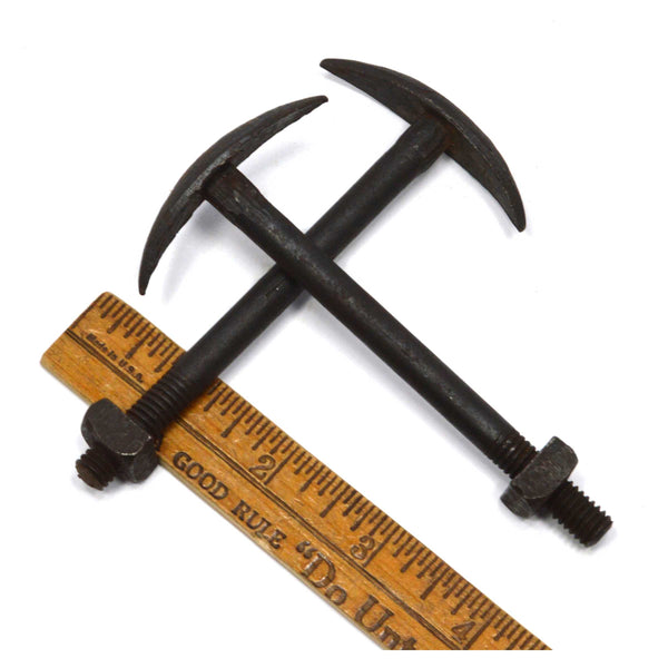 Antique CARRIAGE BOLTS Pair / Lot of 2 HAND FORGED Salvaged Hardware STEAMPUNK