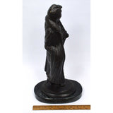 Signed! BRONZE STATUE on Marble Base NUDE WOMAN w/ OVERCOAT by BRUNO ZACH c.1920