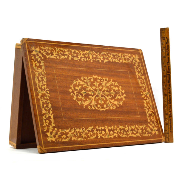 Vintage INLAID & LACQUERED WOOD TRINKET CHEST *Broken Music Box* & MISSING FEET