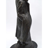 Signed! BRONZE STATUE on Marble Base NUDE WOMAN w/ OVERCOAT by BRUNO ZACH c.1920