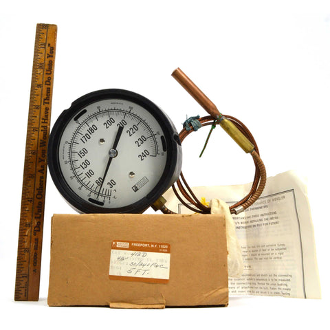 New in Box! WEKSLER "FILLED SYSTEM DIAL THERMOMETER" No. 412-D (4.5") w/ 5' Line
