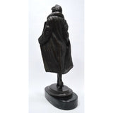 Signed! BRONZE STATUE on Marble Base NUDE WOMAN w/ OVERCOAT by BRUNO ZACH c.1920