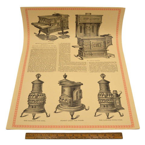 Vintage "MICHIGAN STOVE CO." ADVERTISING PRINT 17x22.5" WENTWORTH PRESS, c.1972