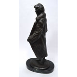 Signed! BRONZE STATUE on Marble Base NUDE WOMAN w/ OVERCOAT by BRUNO ZACH c.1920