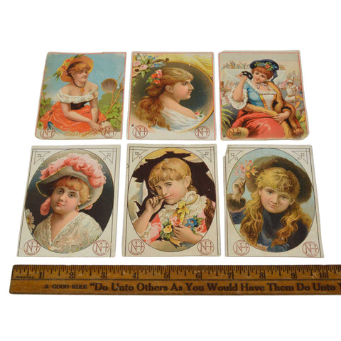 Antique Advertising TRADE CARD Lot of 6 "NEW HAVEN NAILS" Victorian Portraits NH