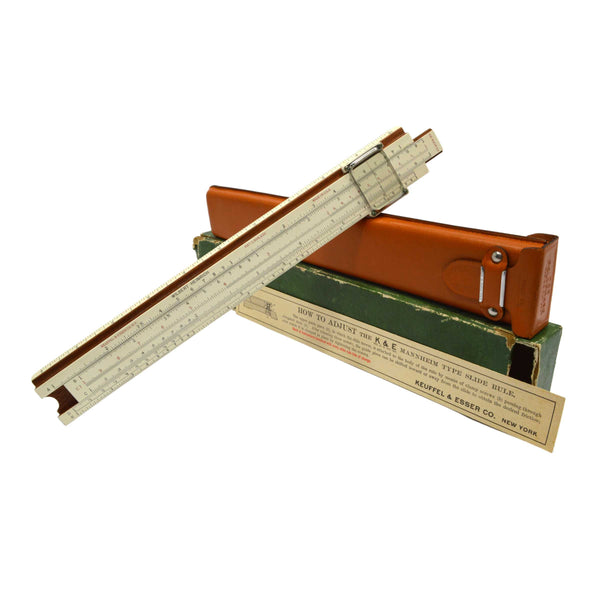 Vintage KEUFFEL & ESSER SLIDE RULE #N4053-3 c1937 in LEATHER CASE + Paper Insert