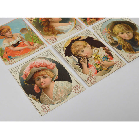 Antique Advertising TRADE CARD Lot of 6 "NEW HAVEN NAILS" Victorian Portraits NH