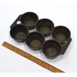 Antique CAST IRON MUFFIN PAN No. 18 "6141" by GRISWOLD ERIE PA. 6-Cup Cake RARE!