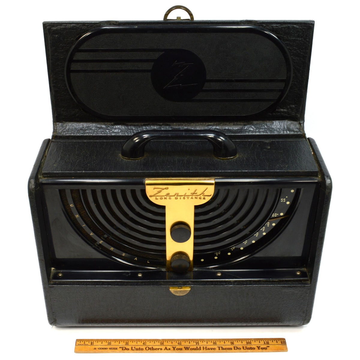 Étui à bagages vintage radio tube Zenith en bois 15 pouces x 6 pouces x