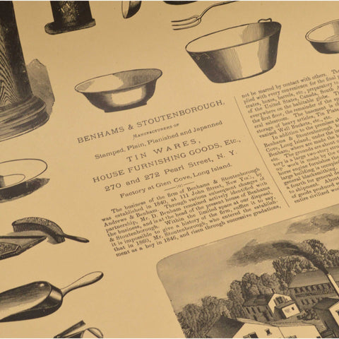 Vintage "BENHAMS...TIN WARES" ADVERTISING PRINT Housewares WENTWORTH PRESS, 1971