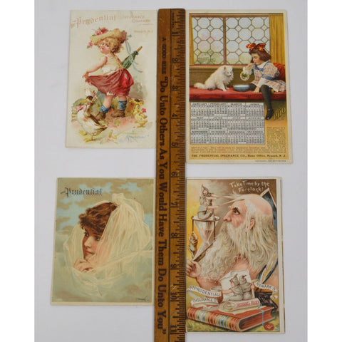 Antique Advertising "PRUDENTIAL GIRL" PORTRAIT PRINTS c1914 + Lot of TRADE CARDS
