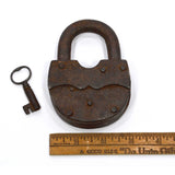 Antique BIG 4.25" IRON PADLOCK Unbranded/Unusual "41 PACK"? Treasure Chest JAIL