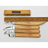 Briefly Used MASCOT CARVING KNIFE Lot/Set of 4 KNIVES in Original Wood Holder!