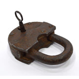 Antique BIG 4.25" IRON PADLOCK Unbranded/Unusual "41 PACK"? Treasure Chest JAIL