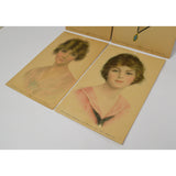 Antique Advertising "PRUDENTIAL GIRL" PORTRAIT PRINTS c1914 + Lot of TRADE CARDS