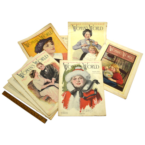 Antique "WOMAN'S WORLD" BACK-ISSUE MAGAZINE Lot; 9 Issues from 1914, w/ 6 COVERS