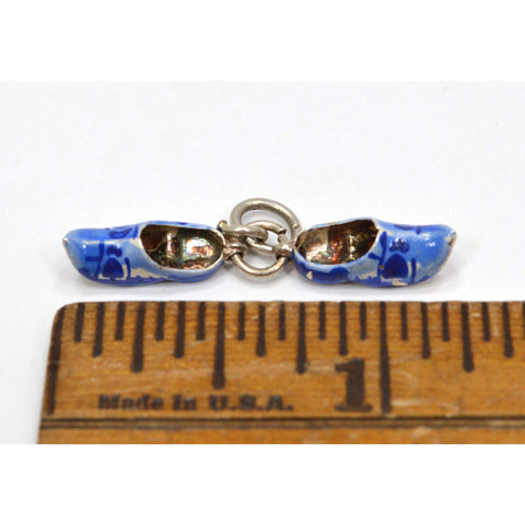 Vintage .925 SILVER BRACELET CHARM Tiny 'WOODEN SHOES' Holland STERLING JEWELRY
