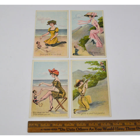 Antique Advertising POST CARD Lot of 4 "SUMMER GIRLS SERIES" c.1910 Pretty Women