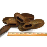 Antique CAST IRON COBBLER'S ANVIL SET Embossed Stand + 3 SHOES "PAT DEC 23 1890"