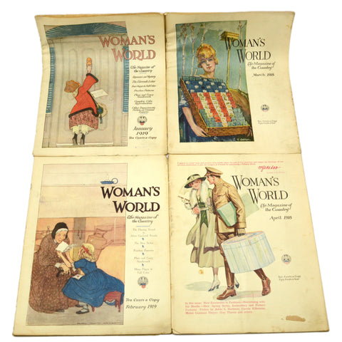 Antique "WOMAN'S WORLD" BACK-ISSUE MAGAZINE Lot of 10 Issues from 1919 w/ COVERS
