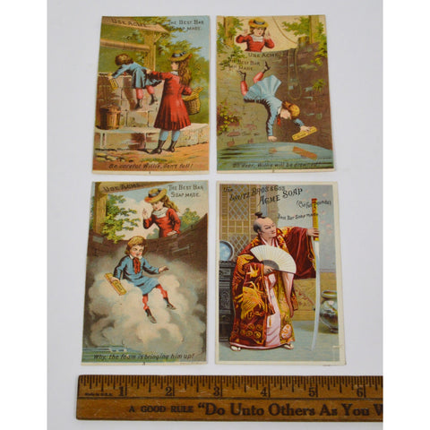 Antique Advertising TRADE CARD Lot of 4 "ACME SOAP" 3-Willie Down Well + SAMURAI