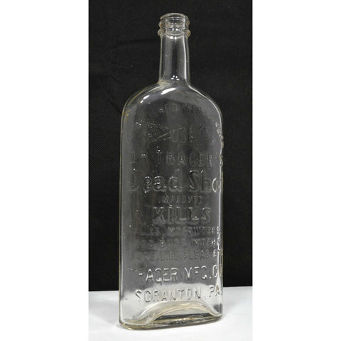 Vintage GLASS BUG POISON BOTTLE Clear "DR TRAGER'S DEAD SHOT" Scranton, PA Nice!