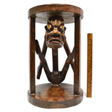 Vintage CARVED HARDWOOD TRIBAL PLANT STAND or 16" ACCENT TABLE Long-Neck Monster