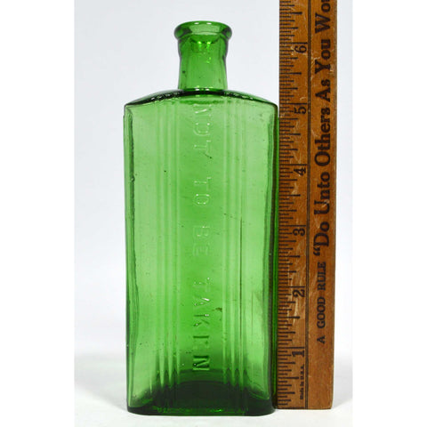 Antique GLASS POISON BOTTLE 6-3/8" Emerald Green "NOT TO BE TAKEN" European NICE