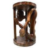 Vintage CARVED HARDWOOD TRIBAL PLANT STAND or 16" ACCENT TABLE Long-Neck Monster
