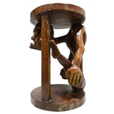 Vintage CARVED HARDWOOD TRIBAL PLANT STAND or 16" ACCENT TABLE Long-Neck Monster