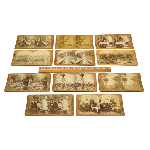 Antique STEREOSCOPE CARD Lot 11 STEREOVIEWS Keystone View c.1895-1900 BATTLESHIP
